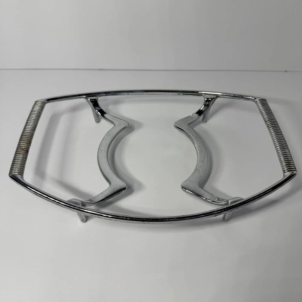 Vintage Corning Ware P-11-M Chrome Serving Cradle Ribbed‎ Handle Roaster Trivet
